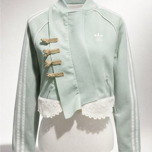 Adidas Women's Mint Bomber Jacket with Lace Trim - Picture 12 of 13